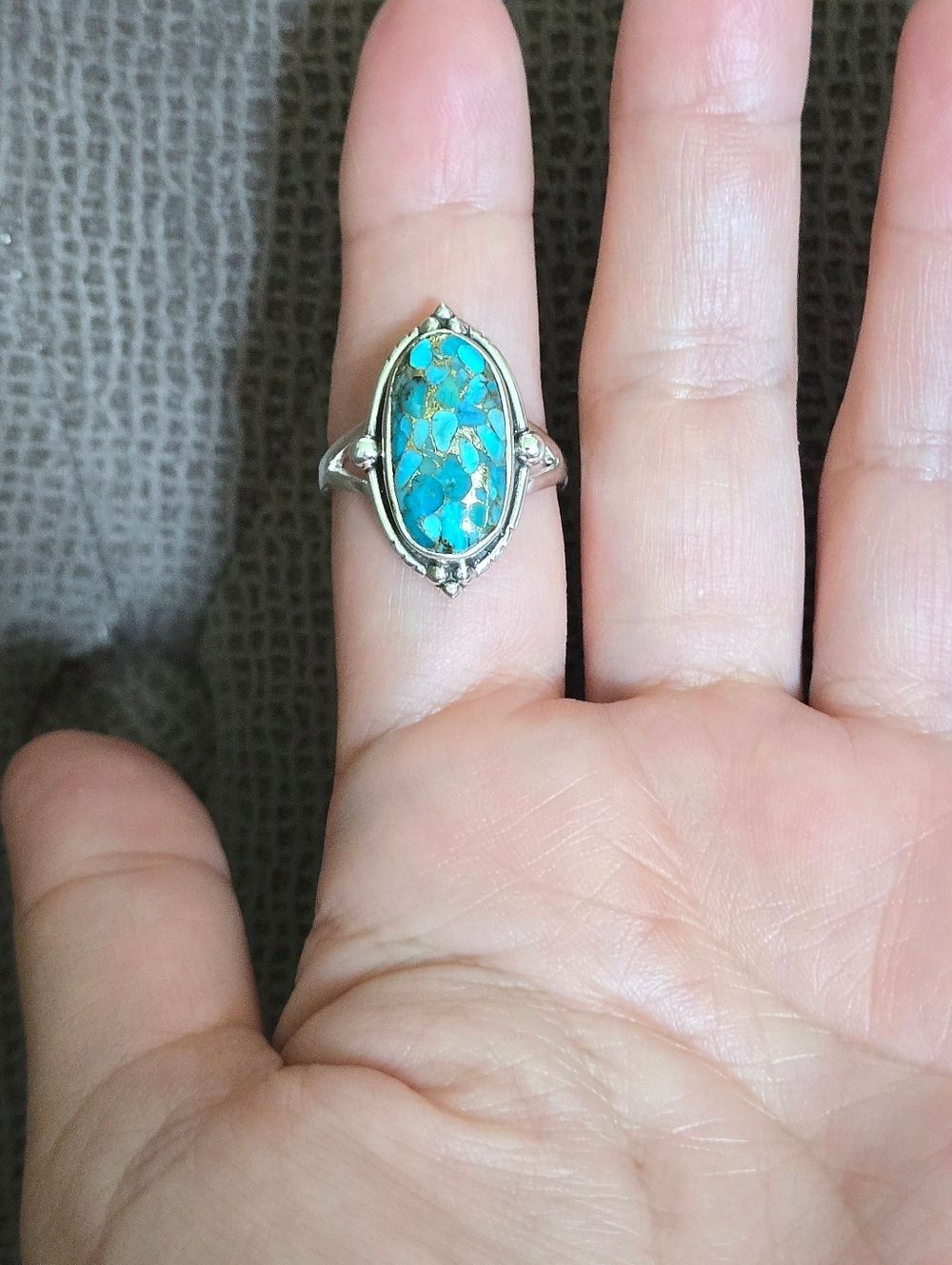 Shivam Oval Shaped Blue💙 Copper Turquoise Statement Ring💍 - NWT - Picture 7 of 16